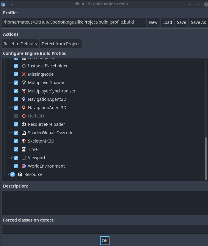 Creating build profile