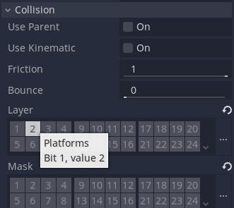 Platforms TileMap collision layer